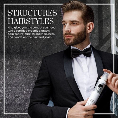 Avenue Man Argan Oil Mousse - Thickening & Volumizing Hair Foam for Men - Strong Hold & Frizz Control | 6.0 oz