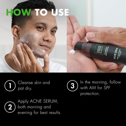 Tiege Hanley Acne Serum for Men, Facial Serum with Salicylic Acid, Granactive Complex & Tea Tree Oil for Blackheads, Visible Pores & Uneven Tone, Moisturizer for Oily Skin, Men’s Skin Care, 0.8 fl oz