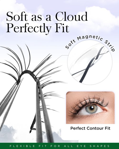 BEYELIAN Magnetic Eyelashes with Applicator Kit, Upgrade Soft Magnetic Lashes Reusable False Eyelashes Natural Look, No Glue Needed Eyelashes for Eye (Lightweight & Comfortable)