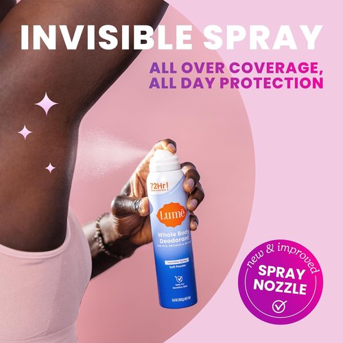 Lume Invisible Spray Deodorant For Women - 72 Hr Odor Control | Aluminum-Free & Natural Propellant - 3.6 oz Clean Tangerine