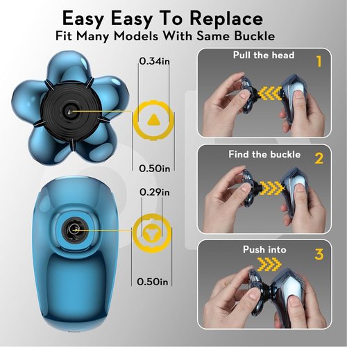 Head Shaver Replacement Heads, Kibiy 6 Blades Replacement Head, Bald Shaver Replacement Head, Replacement Shaver Head, Shaver Heads Replacement (light blue)