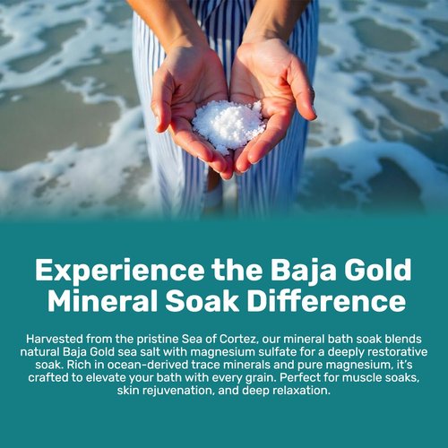 Baja Gold Ocean Mineral Soak – Natural Magnesium Bath Soak & Trace Elements | Relaxing, Clean Ingredient Soak for Bath, Muscles, Relaxation & Skin Care | Pure, Vegan, 2 Lb Resealable Bag, Lavender