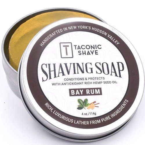 Taconic Shave Bay Rum Scent Shaving Soap - Warm Spiced Aroma for Barbershop Quality Lather - Made in USA