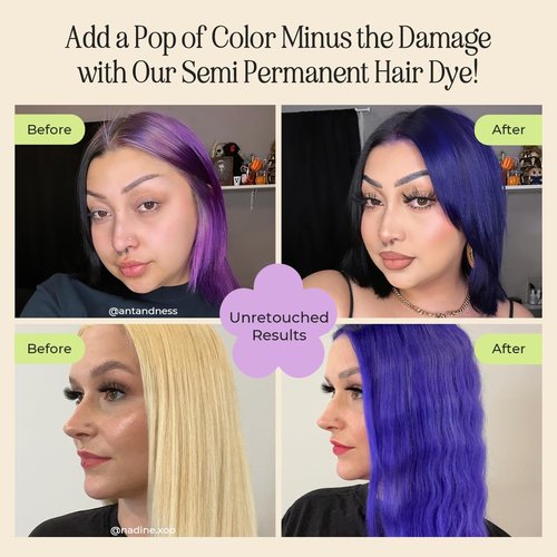 INH Semi Permanent Hair Color - Amethyst Dark Purple Hair Dye | Vegan, No Bleach, 6oz Conditioner