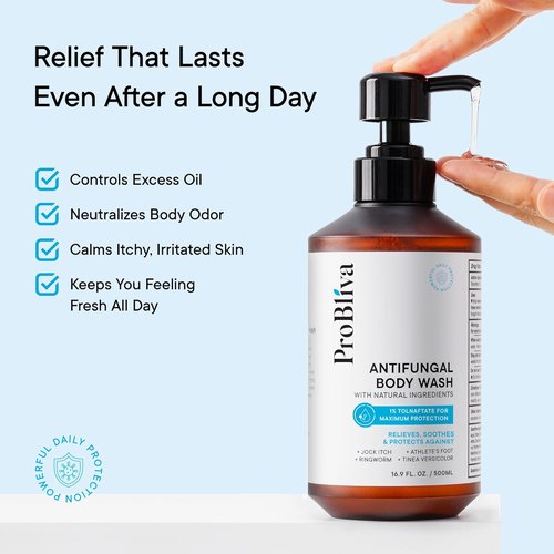 Skiennix Antifungal Body Wash - Medicated Treatment for Jock Itch, Ringworm & Back Acne - Tea Tree Oil & Tolnaftate