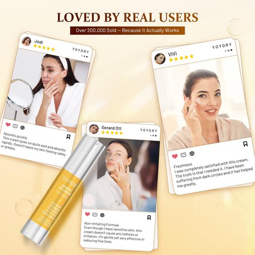 Retinol Eye Cream for Eye Bags - Rapid Under Dark Circles,Wrinkles, Fine Lines, Puffiness | Hydrating Anti-Aging Moisturizer Skin Care, Christmas gifts for Women and men 0.67 fl oz (Yellow)
