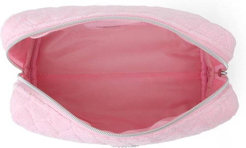 Juicy Couture Pink Makeup Bag - Travel Organizer with Zip Top & Heart Logo Design