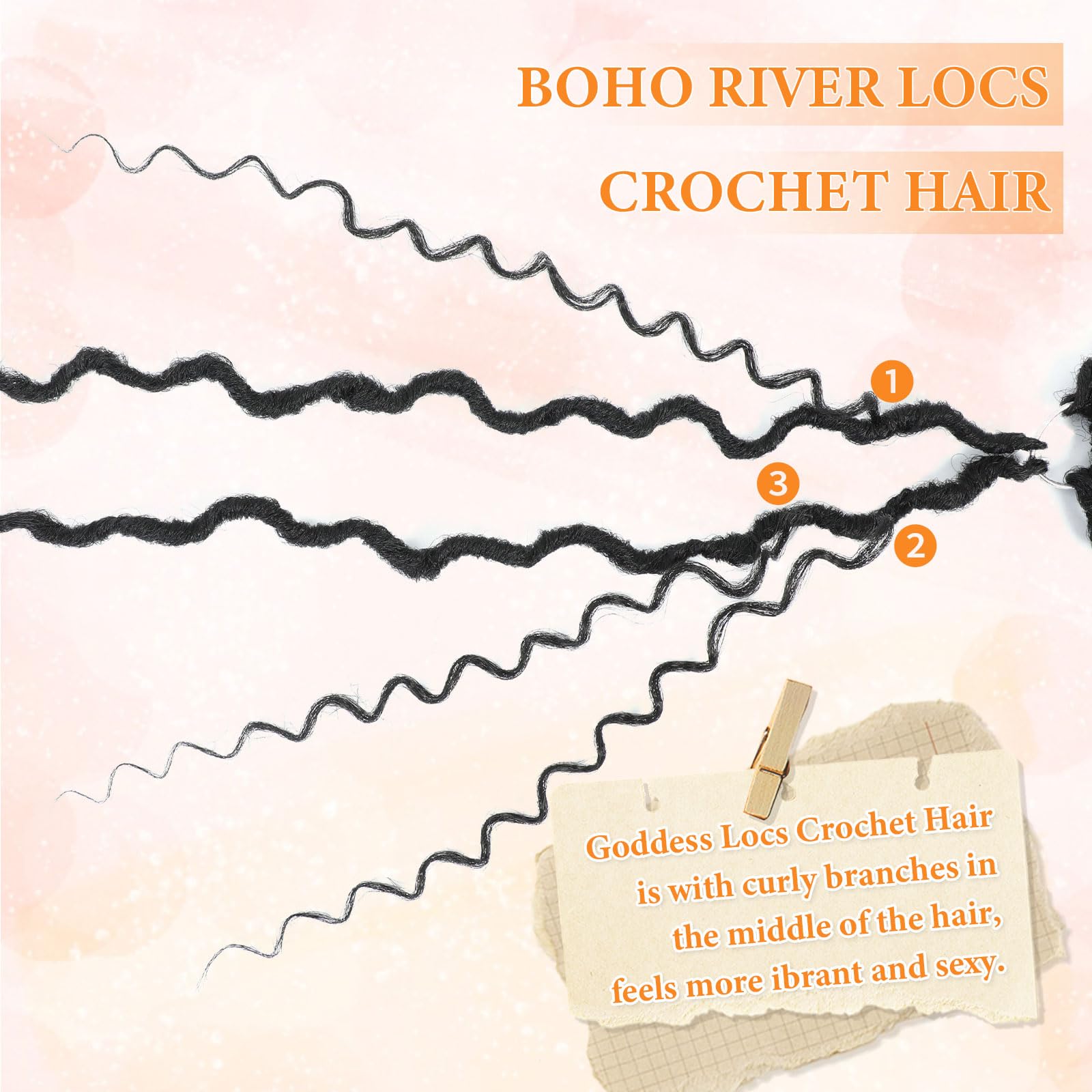 Wodun Goddess Locs Crochet Hair 18inch, 8 packs Faux Locs Crochet Hair,Pre-looped Crochet Hair with Curly Ends, River Locs Crochet Hair For Black Women (18 Inch (Pack of 8), 1B)