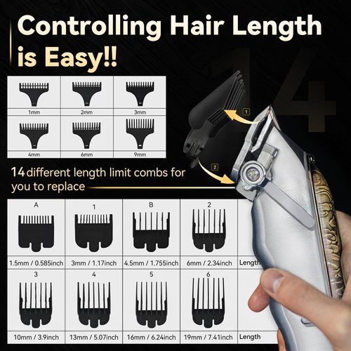 Professional Hair Clippers and Trimmers Set for Men, Cordless Rechargeable Electric Hair Clippers for Hair Cutting, Haircut Clipper for Barber, Men's Gifts for Husband, Barbers, Father
