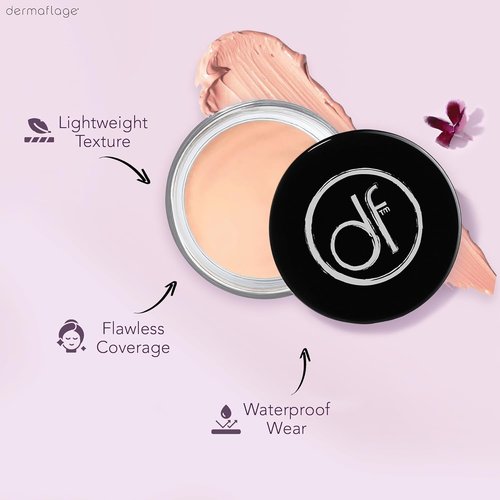 Dermaflage Waterproof Concealer Cream - Full Coverage Matte Finish for Dark Circles & Tattoos (Light)