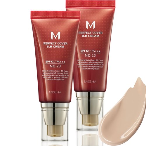 MISSHA M Perfect Cover BB Cream Dual Pack No.23 Natural Beige -Light/Medium with Cool/Neutral Undertone SPF 42 PA +++ 1.69 Fl Oz - Tinted Moisturizer for face with SPF