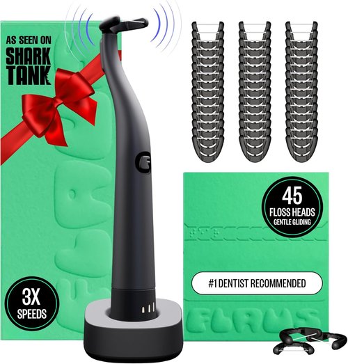 FLAUS Electric Flosser - Dentist Recommended Water Flosser with 3 Speeds & 45 Refill Heads for Sensitive Gums