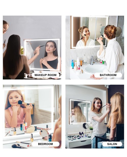 DKGEVEAO Vanity Mirror with Lights, 23" x 18" Makeup Mirror, Lighted Makeup Mirror with 3 Color Modes & Adjustable Brightness, Detachable 10x Magnification and USB Charging Design (White)