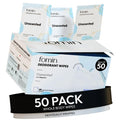 FOMIN Travel Deodorant Wipes - 50 Count - Unscented - pH Balanced, Hypoallergenic Mini Deodorant For Women and Men - Plastic-Free, Individually Wrapped Underarm & Body Wipes
