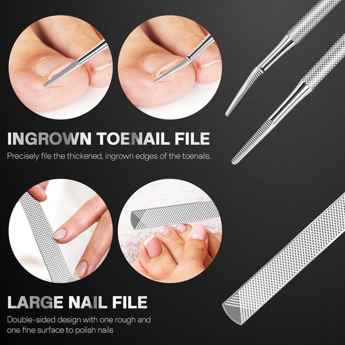 6PCS Ingrown Toenail Treatment Set, Professional Pedicure Tools for Feet, Ingrown Toenail Removal Kit with Leather Case Foot Nail Care Tools Manicure Set for Ingrown Toenails Calluses Corn & Dead Skin