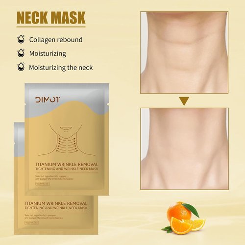 Regine Switzerland Anti-Aging Neck Mask Patches - Golden Collagen & Hyaluronic Acid for Wrinkles | Deep Moisturizing & Firming Treatment | Adjustable Wrap for All Skin Types, 1 Pack (2)