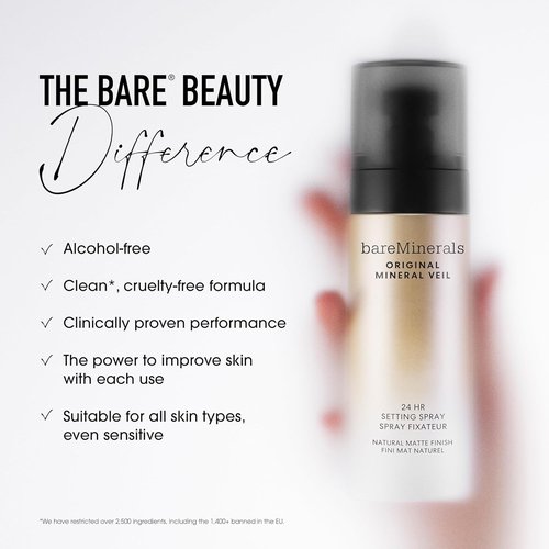 bareMinerals Original Mineral Veil Setting Spray - 24HR Makeup Lock, Oil Control & Ultra-Fine Mist
