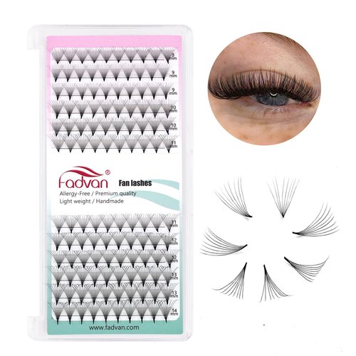 FADVAN 120PCS Premade Lash Fans 10D Premade Fans Eyelash Extensions C/D Curl Pre Made Fans Lash Extensions 3D/5D/10D/20D Short Stem Premade Fans Volume Lash Extensions (10D-0.07-C, MIX8-14)