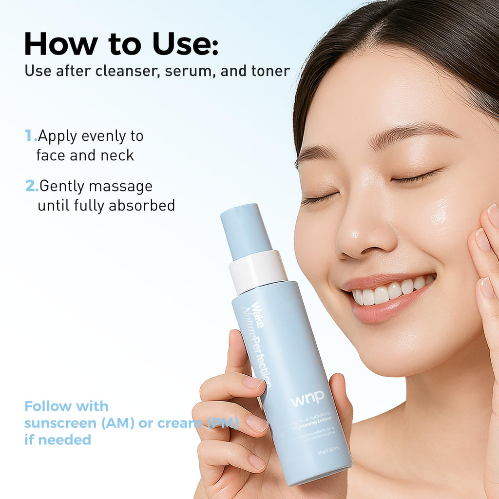 WNP Hyaluronic Acid Hydrating & Brightening Lotion: 4D Hyaluronic Acid, 2% Niacinamide, 377, Vitamin C Deep Moisture & Radiance Boosting Facial Moisturizer Vegan SkinCare for All Skin Types