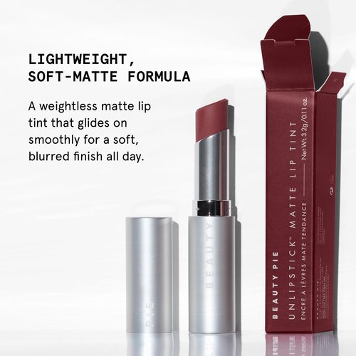 Beauty Pie Unlipstick Modern Matte Lip Tint – Unforgettable (Warm Red), Lightweight Hydrating Balm-Tint, Long-Wearing Blur-Matte Finish, 0.11 oz
