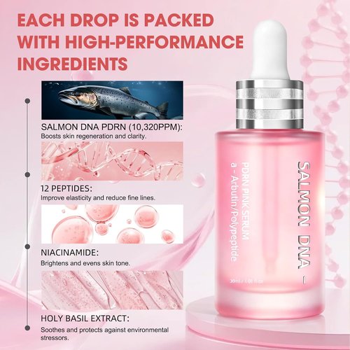 PDRN Pink Glow Serum - Hydrating Korean Glass Skin Serum with Peptides & Niacinamide | 1.01 fl. Oz