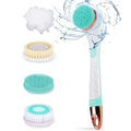 Color You Electric Body Brush for Exfoliating and Massage, Long Handle Electric Bath Brush Rechargeable Body Scrubber, Soft Silicone Spinning Skin Brush with 4 Spin Brush Heads for Man and Women