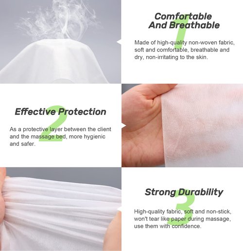 Tvvcalk 50pcs Massage Table Sheets, Disposable Bed Sheets Soft Non woven Fabric Spa Bed Sheets Breathable For Massage Beauty Salon Eyelash Wax Tattoo Bed Covers, 31" x 71" White