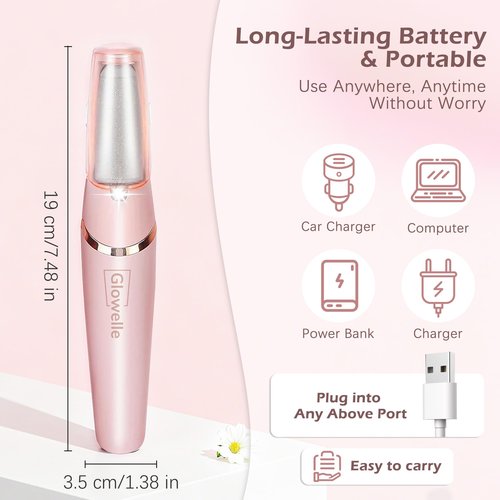 Glowelle Electric Foot Callus Remover, Electric Callus Remover for Foot, Rechargeable Portable Pedicure Tool Kit, Smooth Foot File Tools for Dead Hard Cracked Dry Skin, Foot Care for Women,Men Gift