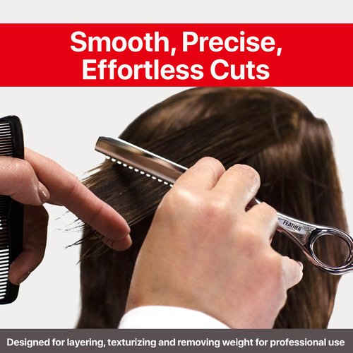 Feather Styling Razor Standard Blades - Professional Hair Cutting Blades for Styling, Shaping, Feathering & Thinning - Stainless Steel Single Edge Guarded Blade - Made in Japan - Refill Pack - 30 Ct