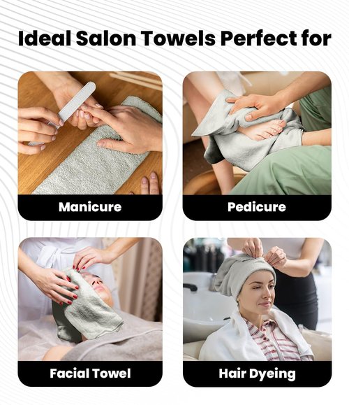 Avalon Towels Salon Towel - Silver Hand Towels Bulk Pack of 24-100% Cotton Absorbent Spa, Facial & Gym Towel for Working Out - 16x27 Inches (Not Bleach Proof)
