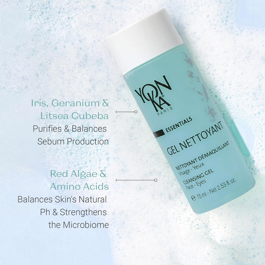 Yonka Gel Cleanser - Gentle Foaming Face Wash & Makeup Remover | Balances pH & Cleanses Pores | For Acne-Prone & Oily Skin