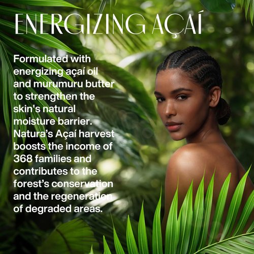 Natura Ekos Açaí Hand Cream - Anti-Dullness Moisturizer - Fast Absorbing Vegan Formula - 2.6oz (75g)