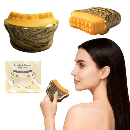 New Lymphatic Contour Face Brush,Lymphatic Drainage Massager for Face for Jawline, Chin & Facial Sculpting Designed to Fit Precisely and Relieve Fatigue- Anti-Puffiness (Tree Grain)