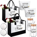 Paterr 8 Pcs Mother of the Bride and Mother of the Groom Gifts Set Canvas Tote Bag Drinking Glass Cups Makeup Bags Mirror (Classic)