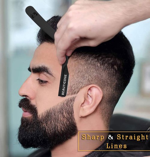 BEAUTICONE® Straight Razors for Men – Professional Barber Straight Edge Razor Kit with Replaceable Single Edge Blades - Navajas Para Barbero - Pouch Gift Box 1.2 mm Exposed for Close Shave Ultra Light