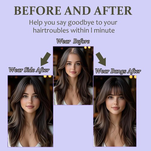 RMYHIG Hair Topper, 360° 3D Hair Toppers for Women with Thinning, 18 Inch Long Pieces for Women Clip in Wispy or Side Bangs(Black, 3D Wispy Bangs)