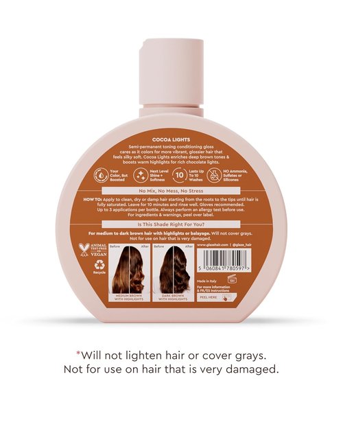 Glaze Super Gloss | Cocoa Lights Conditioning Gloss for Medium to Dark Brown Hair - Enhances Color & Boosts Shine