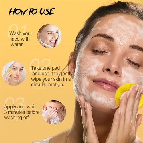 Turmeric Cleansing Pads for Face 60 Pcs Turmeric Face Scrub Vitamin C Exfoliating Pads for Skin with Exfoliating Cotton Rounds