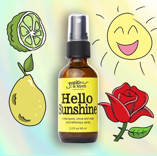 Frankie & Myrrh Hello Sunshine | Bergamot, Rose & Lemon Essential Oil Body Mist | 100% Pure Aromatherapy Spray