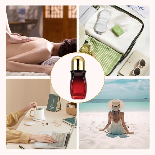 JIUWU 3 Pack 50ml Empty Glass Roller Bottles for Essential Oils, Perfume, Cosmetics with Plastic Roller Ball and Screw Cap, Leak Proof Refillable Deodorant Containers