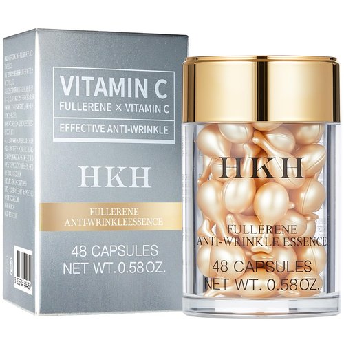 HKH Vitamin C Serum Capsules - Anti-Aging Face Treatment with Vitamin E | 48 Caps for Smoother, Firmer Skin