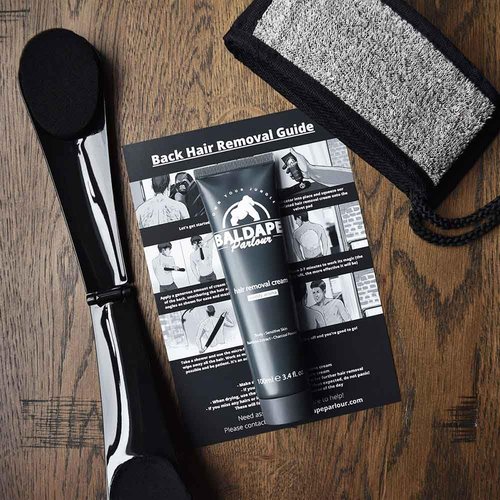 Bald Ape Parlour BALDAPE PARLOUR Body & Back Hair Removal Kit with Men's Depilatory Cream, Extendable Applicator & Loofah for Smooth, Hair-Free Results