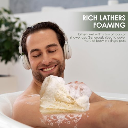 RIYNIBIY 3PCS Egyptian Natural Loofah Exfoliating Body Scrubber, Natural Real Egyptian Loofah Sponge Bath & Shower Scrub exfoliating loofah for Women and Men, Luffa Sponges for Face, Back & Body