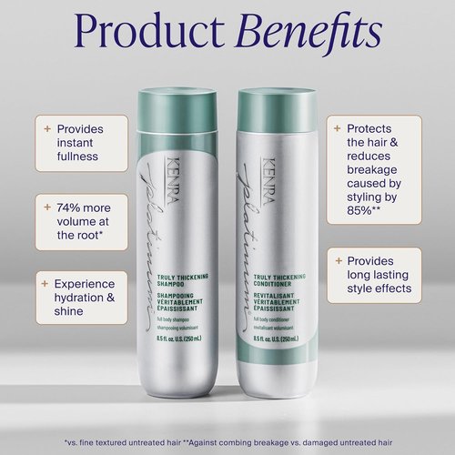 Kenra Platinum Thickening Conditioner - Volumizing Formula for Fuller-Looking Hair | Lightweight & Sulfate-Free | 8.5oz