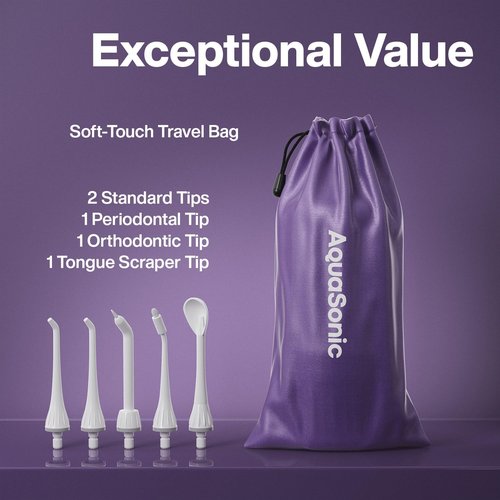AquaSonic Water Flosser - Cordless Rechargeable Oral Irrigator for Teeth Cleaning - Portable & Waterproof with 5 Jet Tips