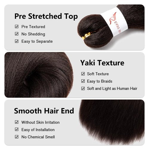 Roeula 4# Medium Brown Pre Stretched Braiding Hair 30 Inch 8 Packs Medium Brown Braiding Hair Pre Stretched Synthetic Braids (4# Medium Brown, 30 Inch (pack of 8))