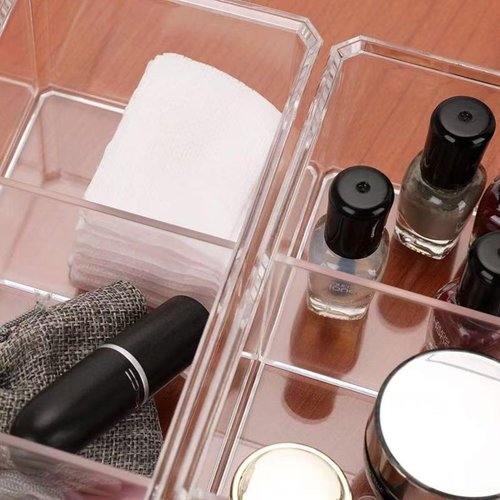 PINGANBUSU Hair Accessories Organizer for Girls, Clear Acrylic Hair Tie Organizer, or Headband, bows，Cute Small Stackable Storage Drawer Container Caddy Box for Bathroom Vanity Countertop