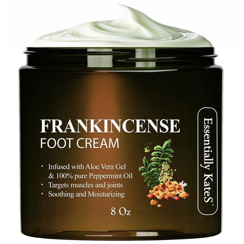 Essentially KateS Frankincense Oil Foot Cream 8 Fl Oz - Fight Soreness and Stiffness in Tired Feet - Footsole, Achilles, Footbridge, Ankle and Foothill Cream