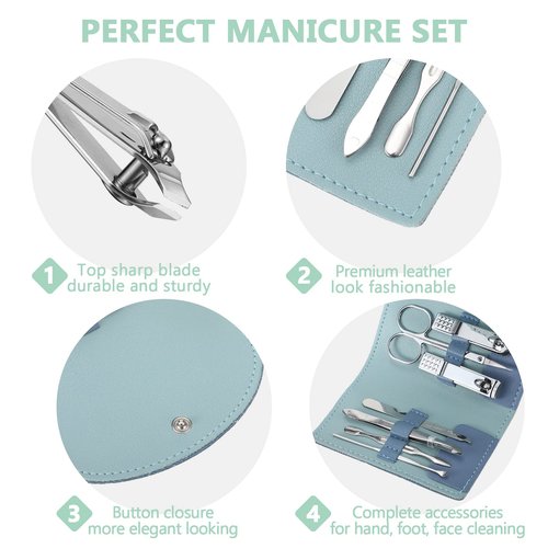 Lanties 12 Set Manicure Set Bulk Mini Manicure Nail Clipper Kit 7 in 1 Stainless Steel Professional Nail Care Pedicure with Travel Portable Bag Grooming Kits for Women Men Home(Multi Color)