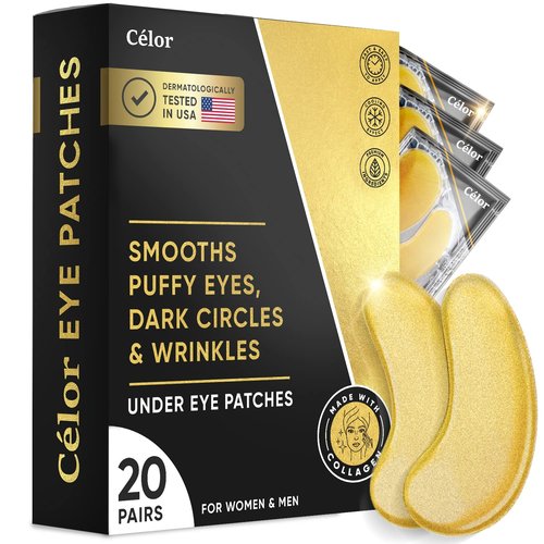 Celor Under Eye Patches - 20 Pairs for Reducing Puffiness & Dark Circles | Collagen & Amino Acid Formula